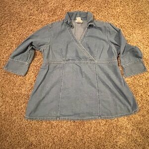 Oh! Mamma Denim Wrap Chabray Top